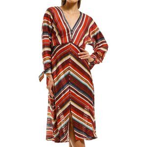 Elliatt Edie Metallic Striped Button Font Midi Dress